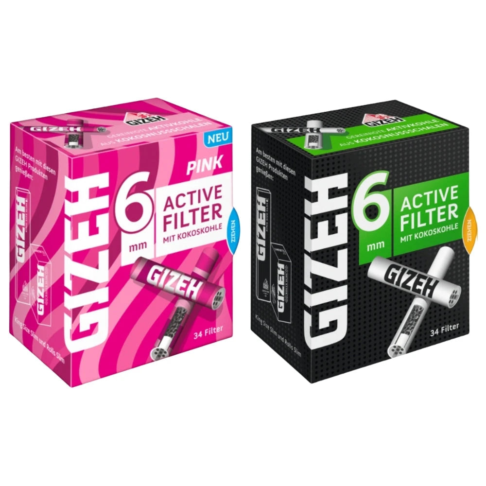 GIZEH Active Filter Ø 6mm (34 Stück) - Black & Pink Gizeh